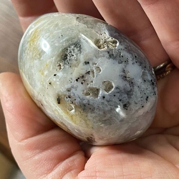 Ocean Jasper palm stone crystal natural druzy clouds agate agatized yellow red j - Picture 9 of 10